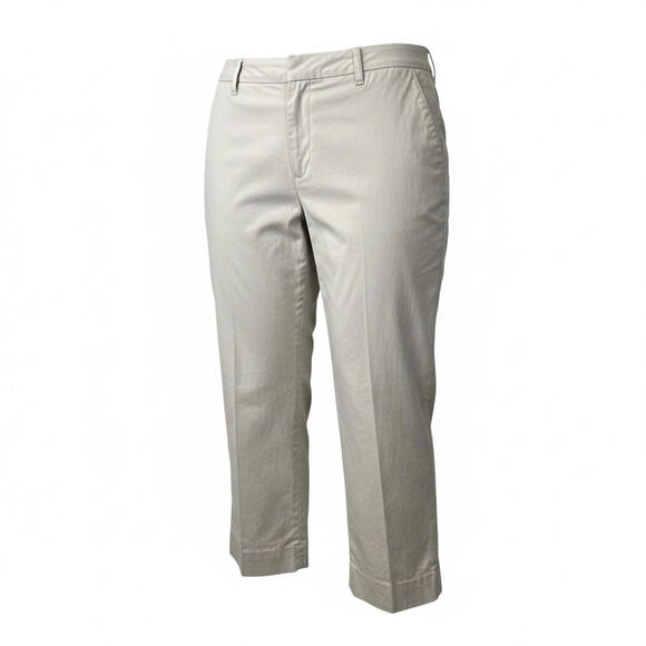 Talbots Pants Womens 18W Cropped Ankle Straight Cotton Stretch Khaki Classic - Picture 2 of 11